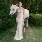 Giwynn White Lace Corset Silk Skirt Bridal Set Minimalist Look