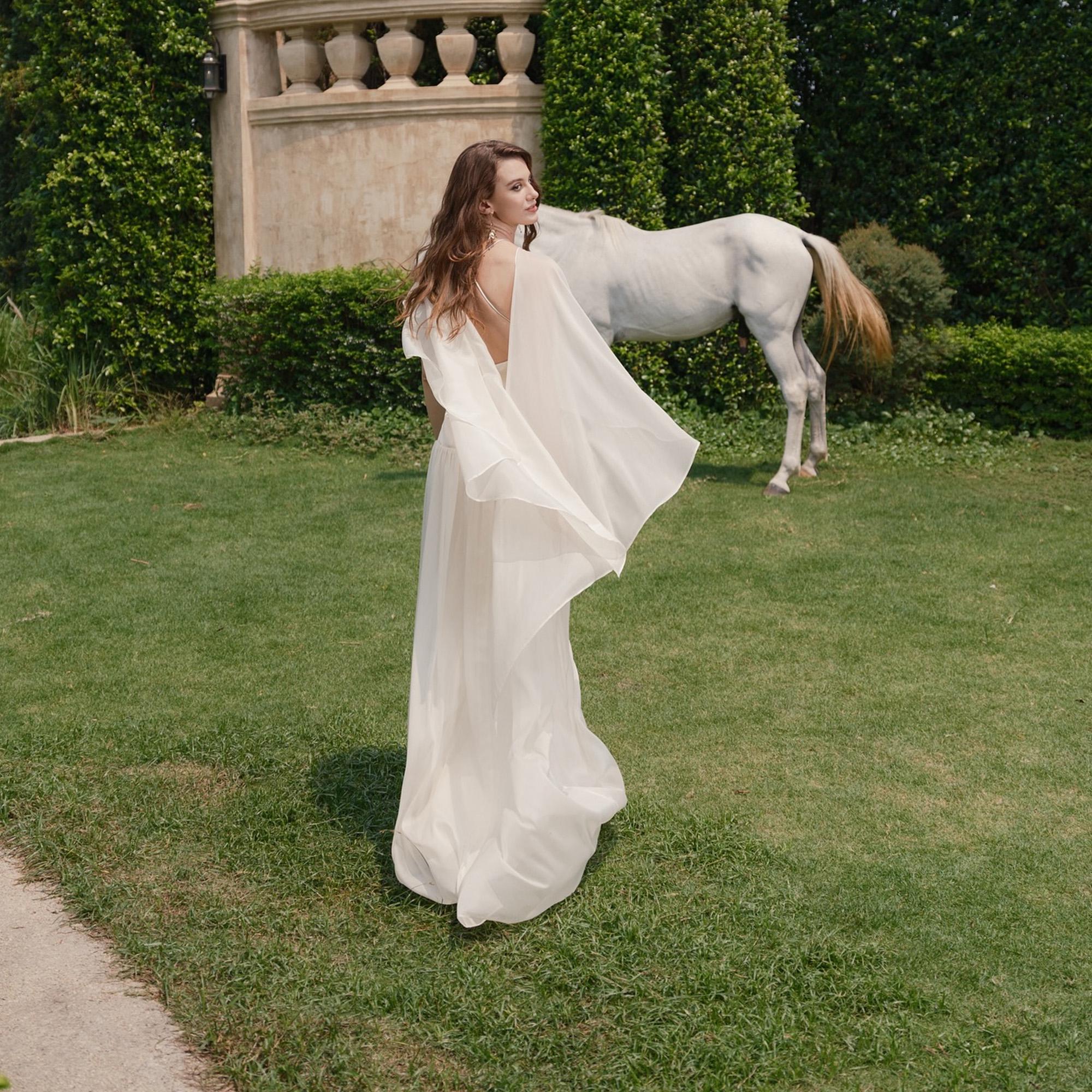 Giwynn Silk Melia Dress Elegant Wedding Guest Gown