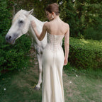 Giwynn White Lace Corset Silk Skirt Bridal Set Minimalist Look