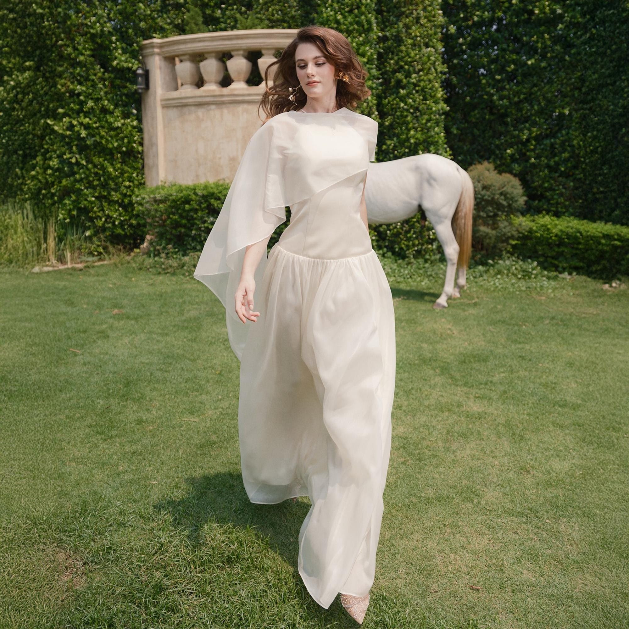 Giwynn Silk Melia Dress Elegant Wedding Guest Gown